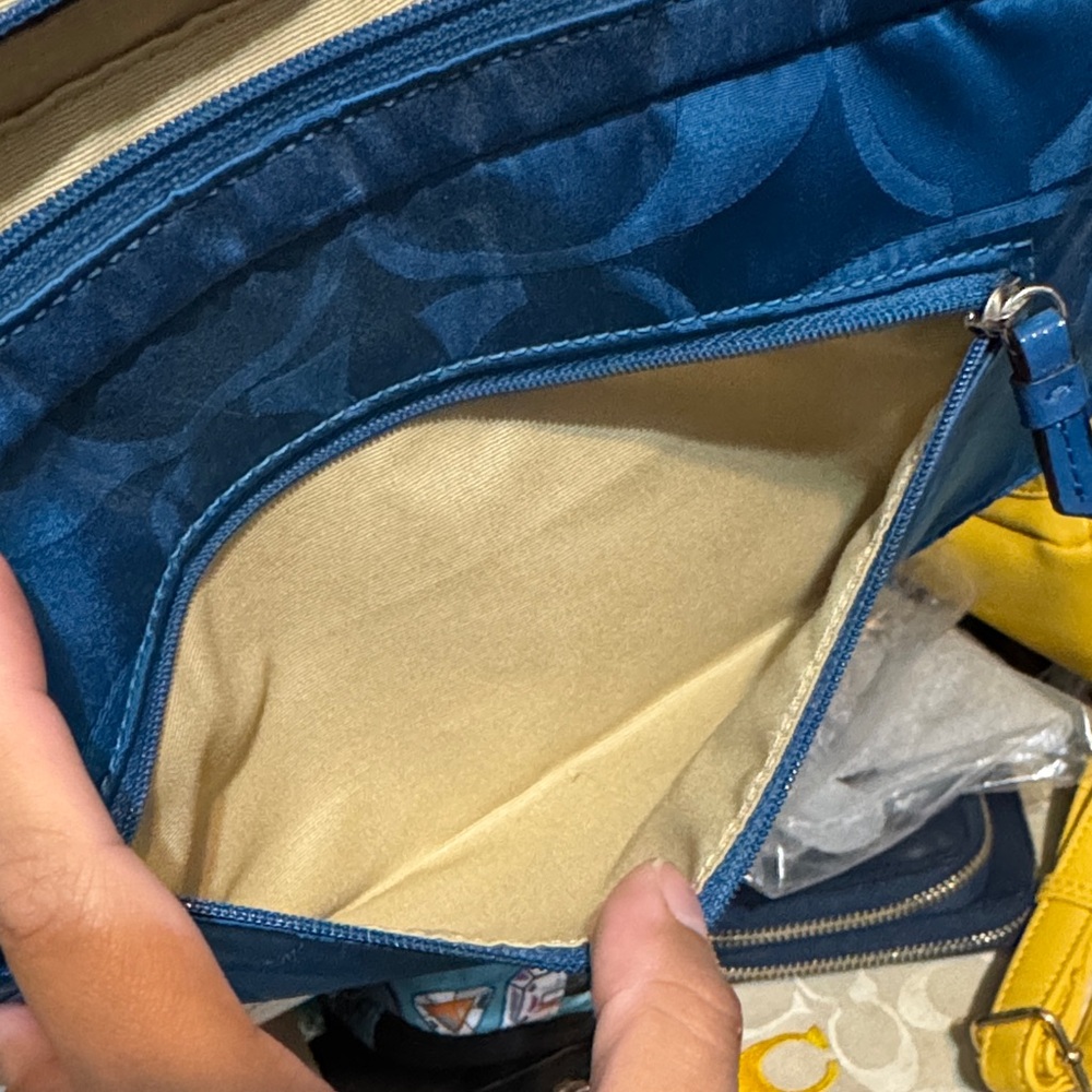 Coach Nylon Blue Signature Cosmetic Travel Case - Picture 7 of 10